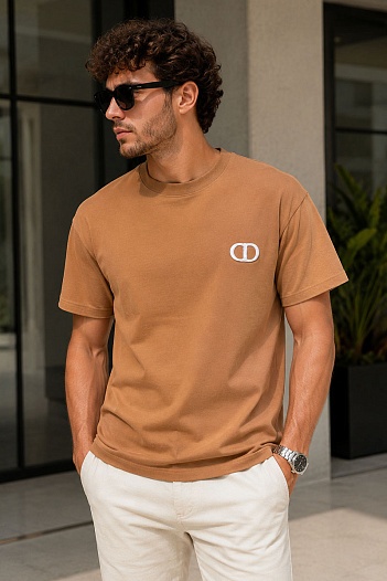 Мужская футболка Dior CD Icon - Brown   