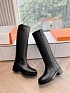 Женские кожаные сапоги Hermes Premium - Black