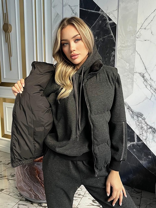 Женский тёмно-серый костюм тройка Brunello Cucinelli