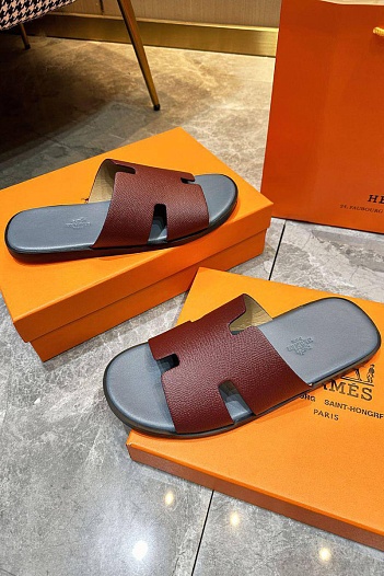 Кожаные шлёпанцы Hermes Izmir - Red   