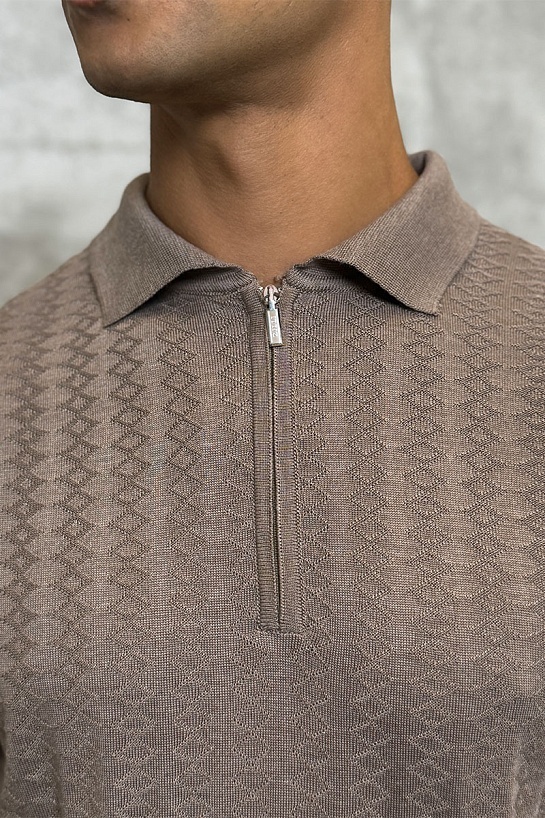 Мужское поло бежевого цвета Zilli zip neck