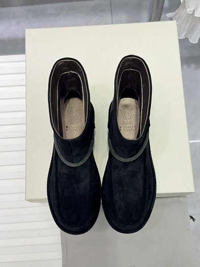 Женские замшевые сапоги Brunello Cucinelli premium - Black   