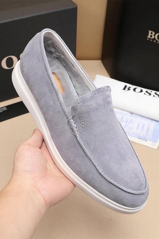 Замшевые лоферы с мехом Hugo Boss