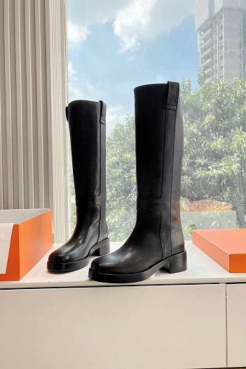 Женские кожаные сапоги Hermes Premium - Black