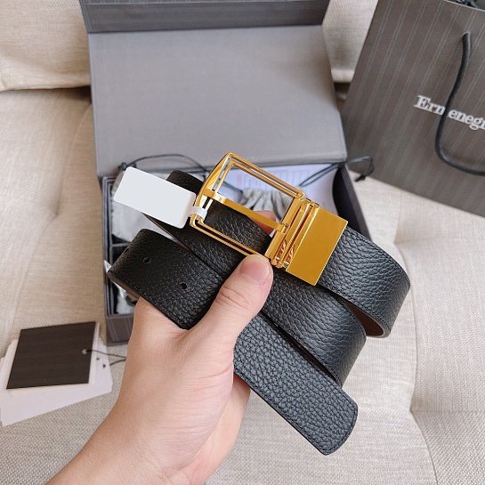 Двусторонний кожаный ремень Zegna Premium (длина 110 см, ширина 3.5 см)