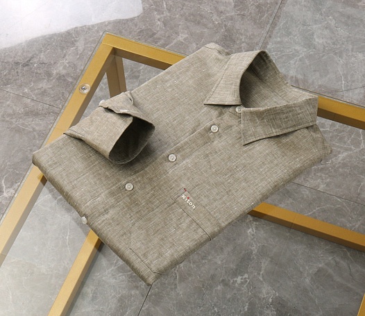 Льняная рубашка цвета хаки Kiton premium   