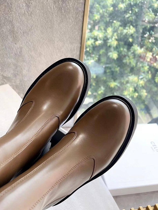 Женские коричневые кожаные ботинки Celine Premium
