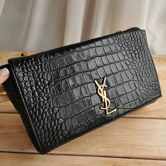 Женская чёрная кожаная сумка Yves Saint Laurent 32x19 см