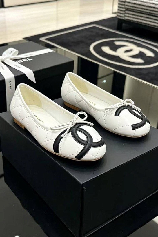 Женские кожаные балетки Chanel Ballerines premium