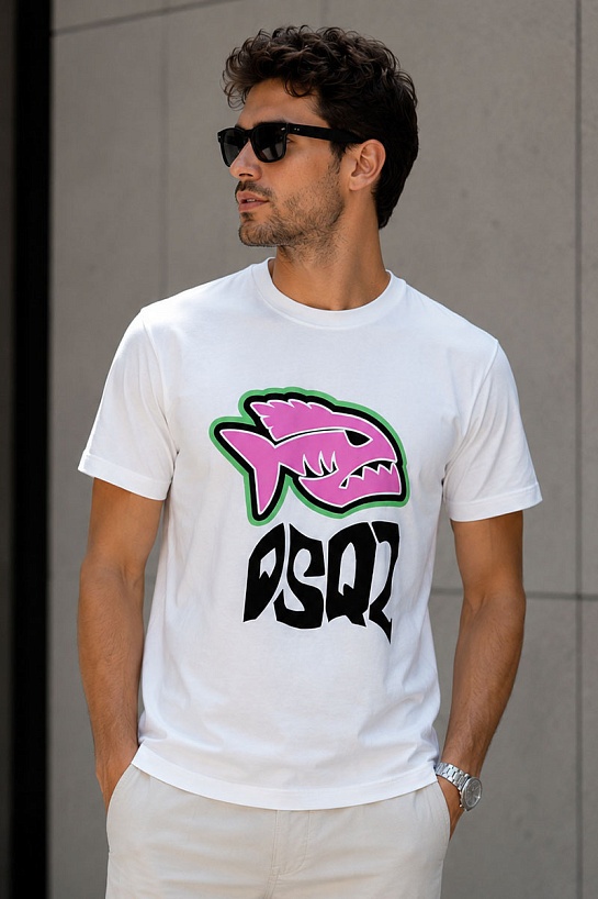 Белая футболка Dsquared2 Piranha graphic print