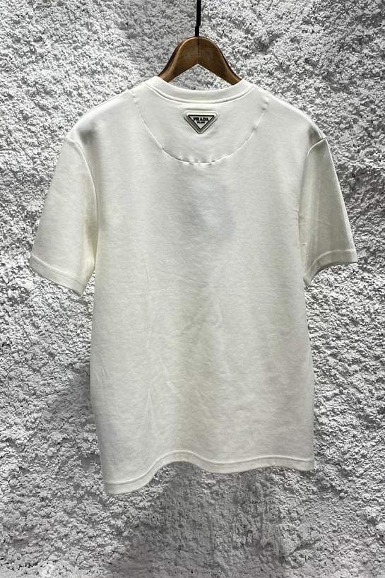 Коричневая оверсайз футболка Prada Milano logo