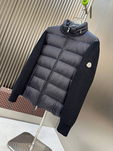 Мужская вязаная куртка Moncler logo-patch - Black   