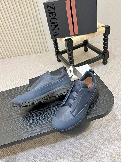 Кожаные кроссовки Zegna Triple Stitch Monte - Blue   