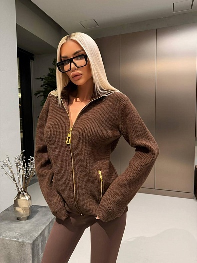 Женский кардиган на молнии Schiaparelli premium - Brown   