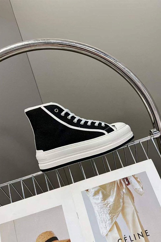 Женские высокие кеды на платформе Dior Walk'n'  - Black