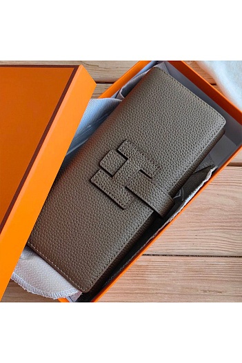 Кожаный клатч Hermes Jige Elan 20.5x9 см - Dark Grey   