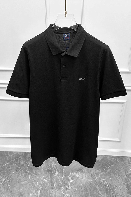 Чёрное поло Paul & Shark logo-embroidered