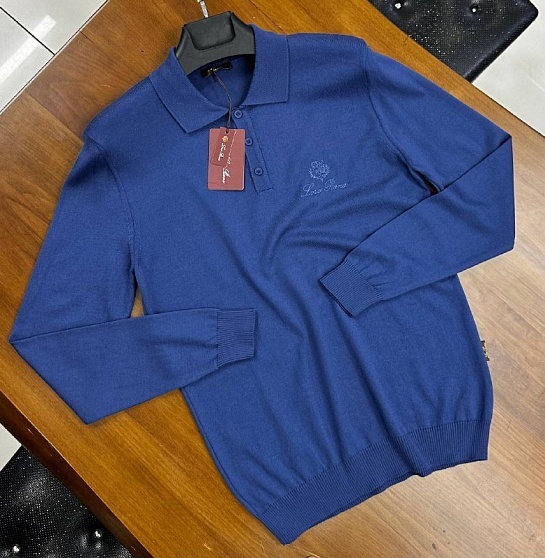 Поло с длинным рукавом Loro Piana цвета индиго