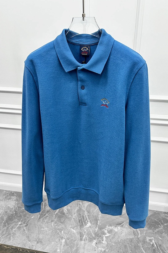 Синее поло с длинным рукавом Paul & Shark