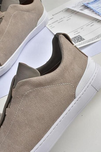 Бежевые кроссовки Ermenegildo Zegna Triple Stitch Canvas   