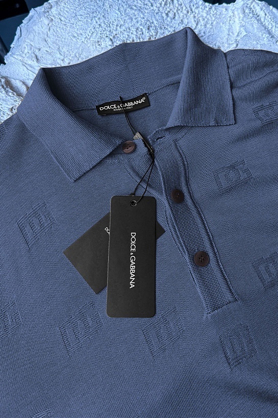 Мужское поло Dolce & Gabbana monogram all-over - Indigo