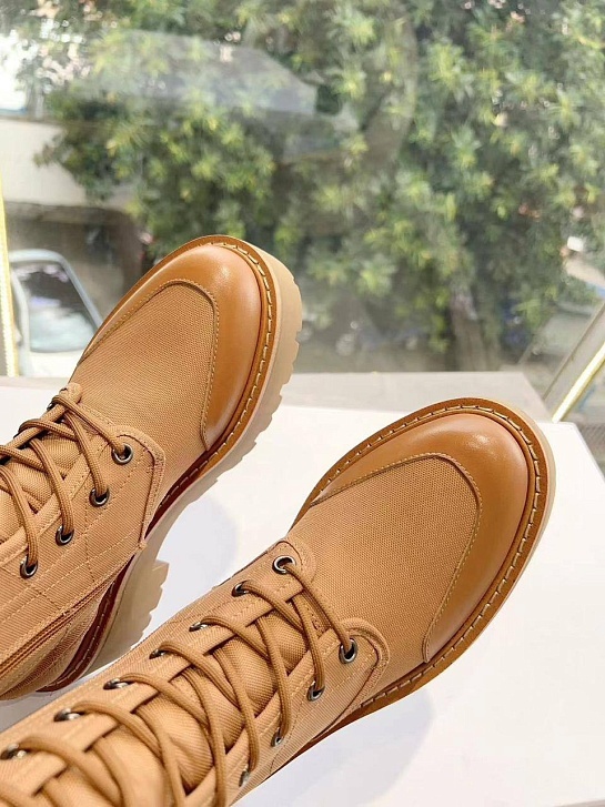 Женские комбинированные сапоги Celine Premium - Brown