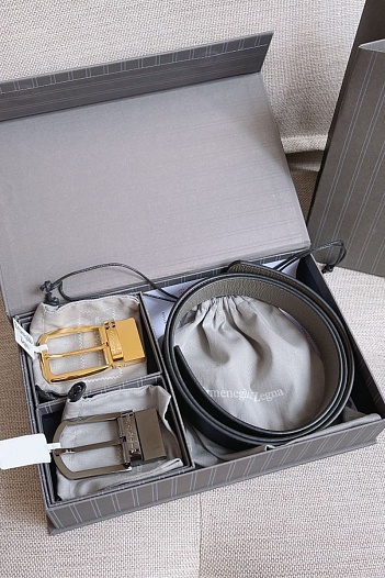 Двусторонний кожаный ремень Zegna Premium (длина 110 см, ширина 3.5 см)   