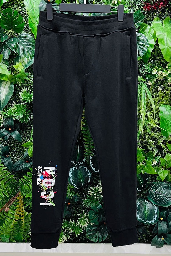 Мужские чёрные штаны Dsquared2 Icon Splatter logo-print