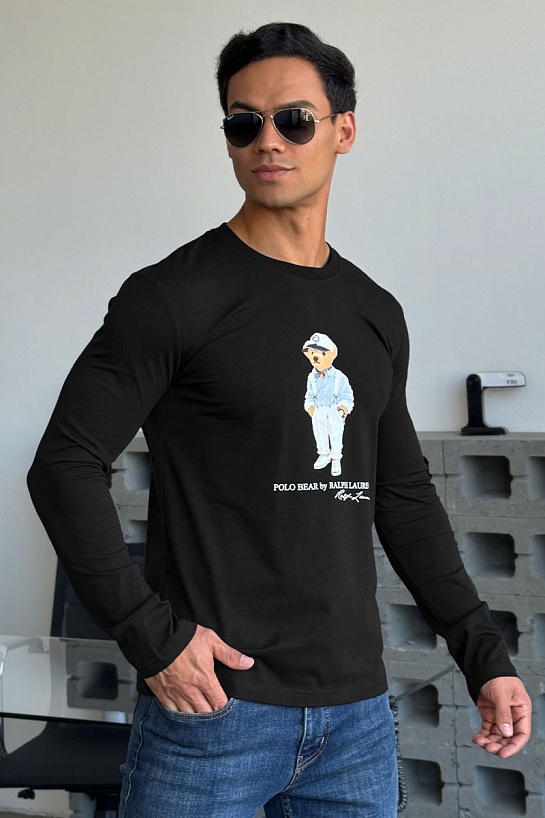 Мужской лонгслив Polo Ralph Lauren "Bear" - Black