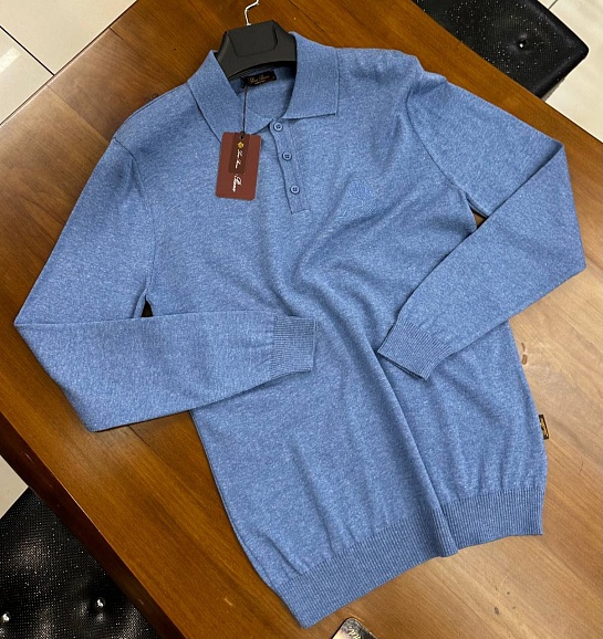 Поло с длинным рукавом Loro Piana голубого цвета
