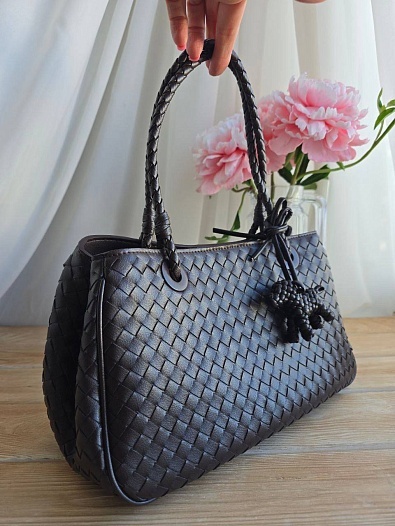 Кожаная сумка Bottega Veneta Basket 30x20 см - Dark Brown   