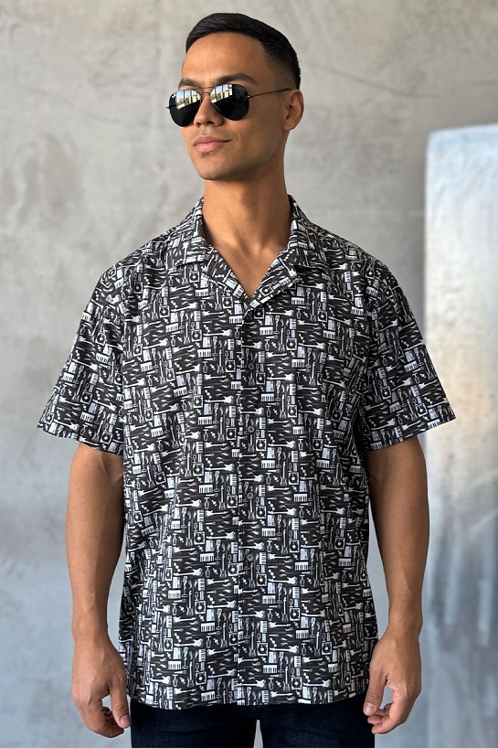 Мужская чёрная рубашка Dolce & Gabbana graphic-print