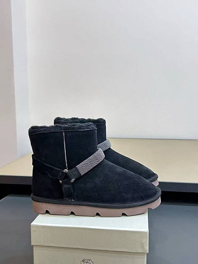 Женские замшевые угги с мехом Brunello Cucinelli Monili Premium   