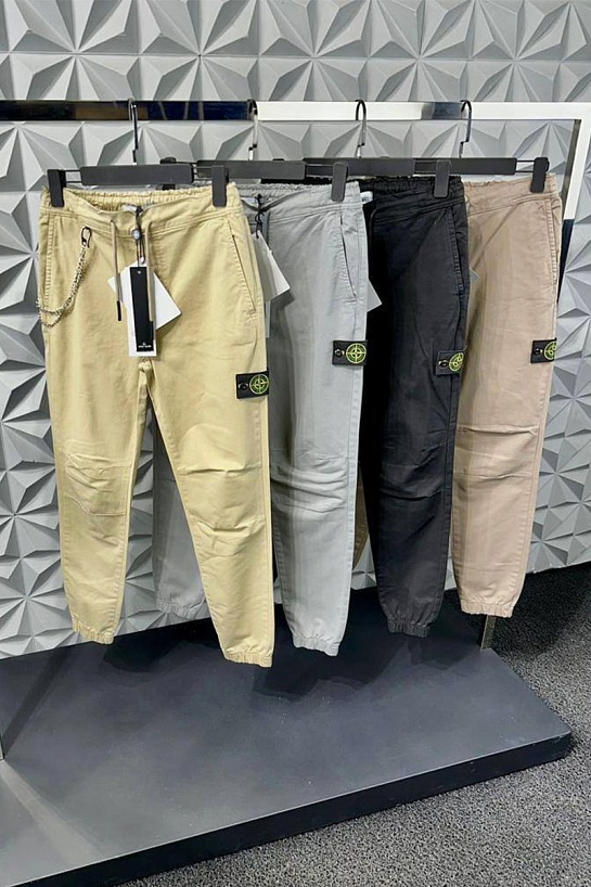 Мужские бежевые джоггеры Stone Island compass-patch