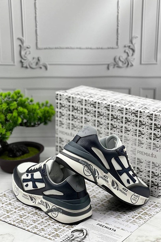 Мужские кроссовки Premiata Moe Run - White / Navy