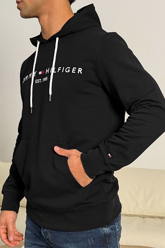 Мужское чёрное худи Tommy Hilfiger