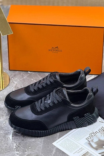 Комбинированные кроссовки Hermes Bouncing - Black   