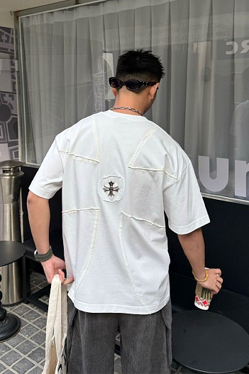 Белая оверсайз футболка Chrome Hearts Premium   