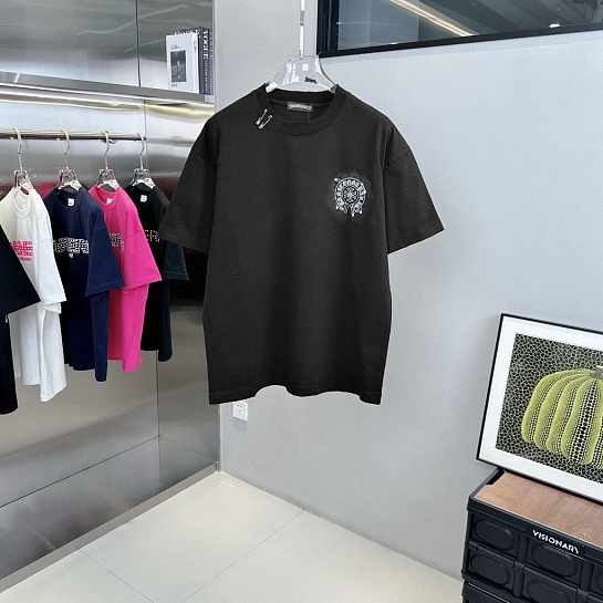 Чёрная оверсайз футболка Chrome Hearts Premium