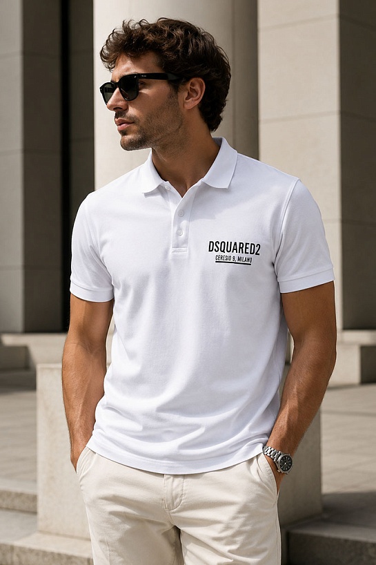 Мужское поло Dsquared2 Ceresio 9 Milano - White