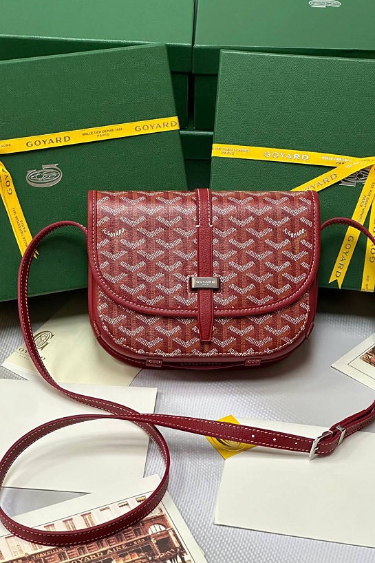Кожаная сумка Goyard Belvedere Messenger PM premium 22x17x6 см