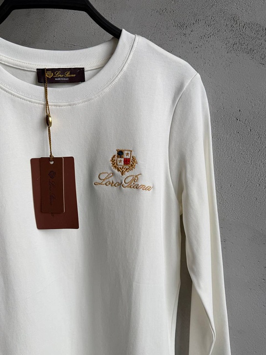 Белый женский лонгслив Loro Piana premium