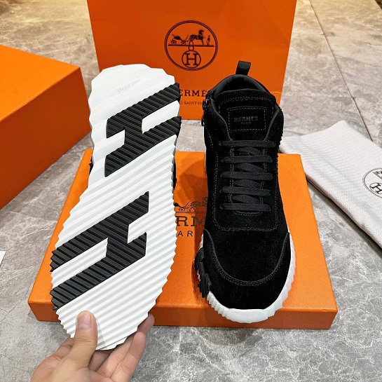 Кроссовки с мехом Hermes Bouncing high-top - Black / White