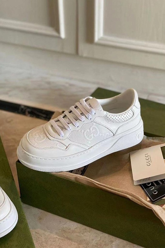 Мужские кожаные кроссовки Gucci - White