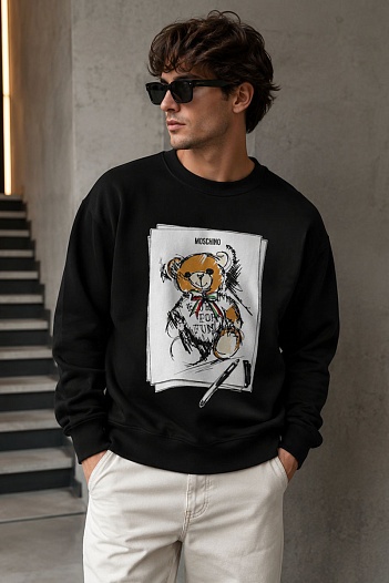 Мужской чёрный свитшот Moschino Teddy Bear   