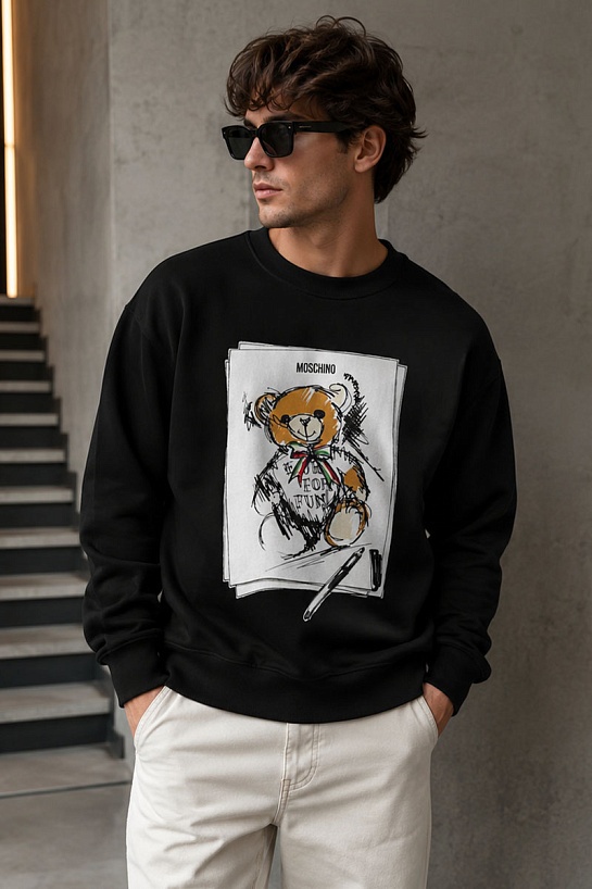 Мужской чёрный свитшот Moschino Teddy Bear