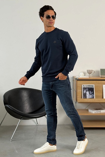 Мужской тёмно-синий свитшот Moncler logo-print   