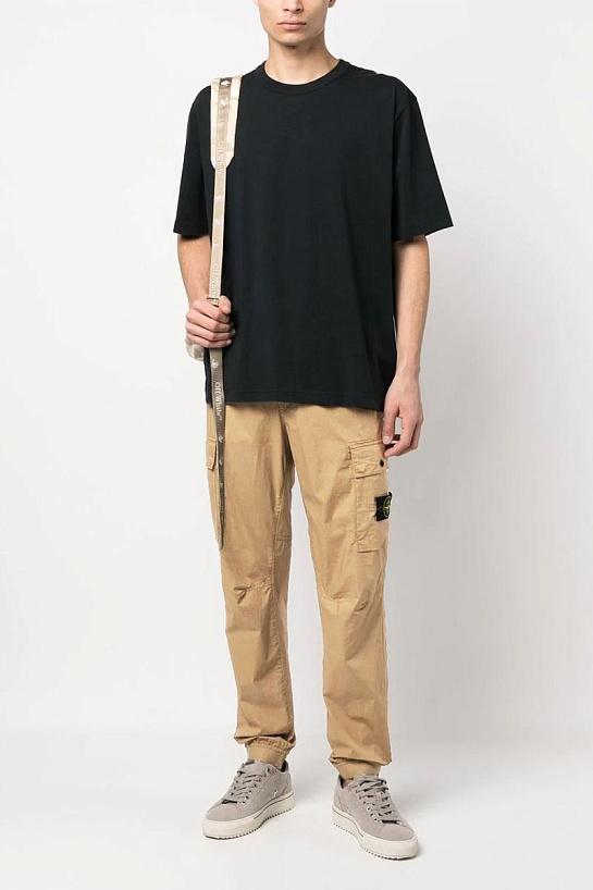 Мужские джоггеры бежевого цвета Stone Island compass-patch