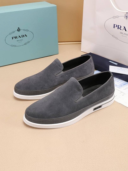Мужские замшевые слипоны Prada Saint Tropez - Grey
