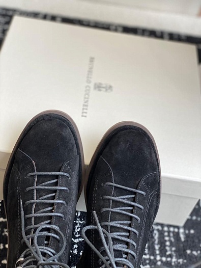Женские замшевые ботинки Brunello Cucinelli Premium - Black   